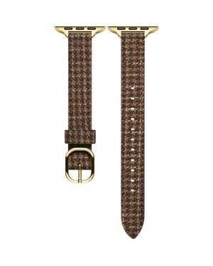 The Posh Tech Carmen Tartan Fabric & Leather Apple Watch Watchband - Metallic