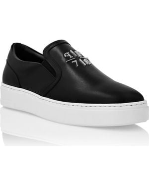 Philipp Plein Nappa Leather Slip On Triangle - Black