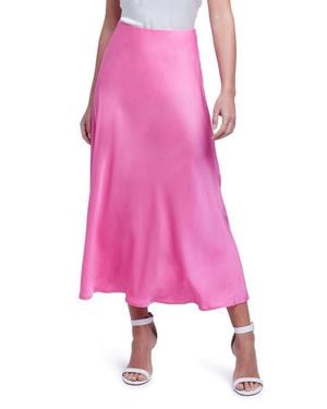 L'Agence Clarisa Bias Cut Satin Skirt - Pink