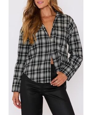 Vici Collection Brooklyn Plaid Button-Up Shirt - Black