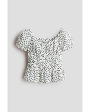 H&M Crinkled Cotton Top - Multicolor