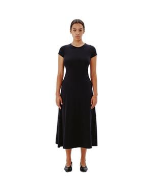 Another Tomorrow Fitted Tee Dress - Black