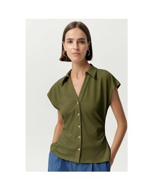 Exquise Siennal Short Sleeve Knit Shirt - Green