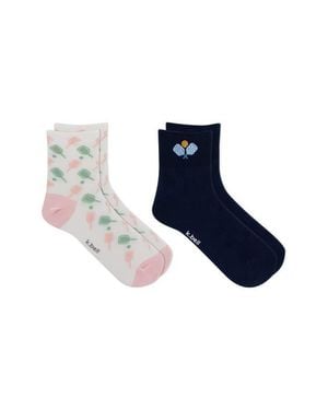 K Bell Socks Assorted 2-Pack Pickleball Quarter Socks - Blue