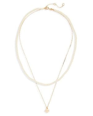 Tory Burch Kira Layered Faux Pearl Necklace - White