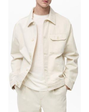 Mango Cotton & Linen Jacket With Pockets - Natural