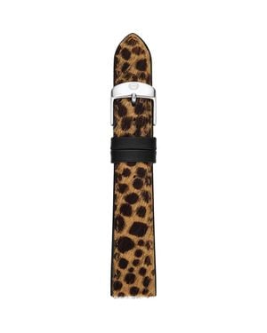 Michele 18Mm Leopard Print Genuine Calf Hair Watch Band - Metallic