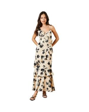 Oasis Asymmetric Tiered Midi Dress - Metallic