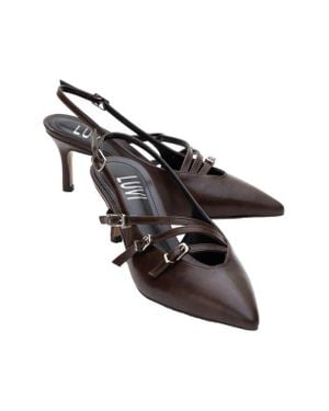 Prologue Shoes Magra Pointed-Toe Slingback Stiletto - Black