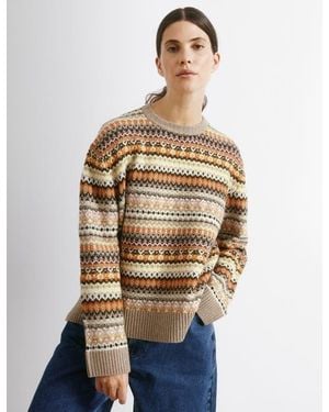 Albaray Fair Isle Long Sleeve Crew Neck Sweater - Natural