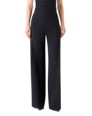 Akris Fiyuki Wool Blend Double Face Wide Leg Pants - Black