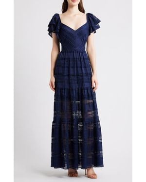 Eliza J Stretch Lace Gown - Blue