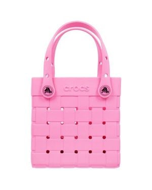 Crocs™ Small Woven Style Crossbody Tote With Top Handles And Removeable Crossbody Strap - Pink