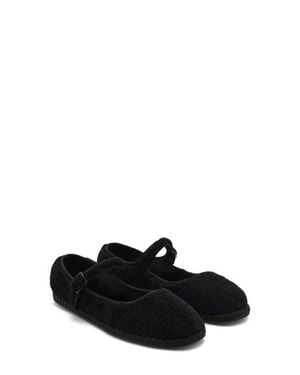 MANGO TEEN Faux Shearling Ballerina Flat - Black