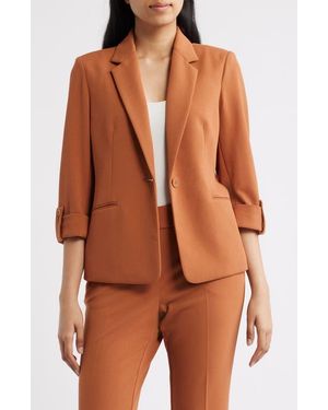 Anne Klein Roll-Tab Sleeve Jacket - Brown