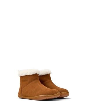 Camper Kids' Peu Cami Faux-Fur Lined Bootie - Brown