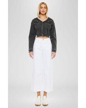 Kancan Alfie 90's Cropped Wide Leg Jeans - White