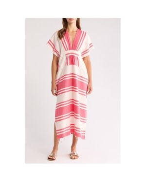 lemlem Gasira Stripe Cotton Cover-Up Caftan - Pink