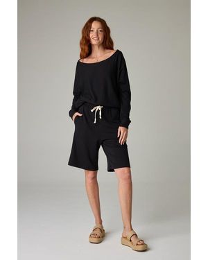 eavolu® Baikal Eco-Luxe Fleece Off-Shoulder Crop Top - Multicolor
