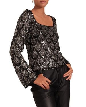 Next Sequin Geometric Top - Black