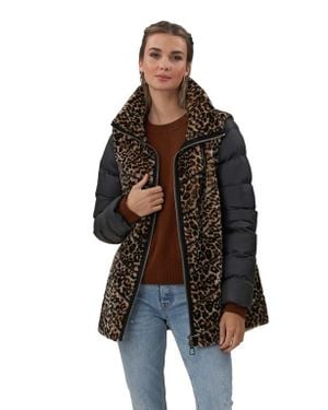 Gorski Shearling Lamb Chevron Jacket With Detachable Horizontal Quilted Sleeves - Black
