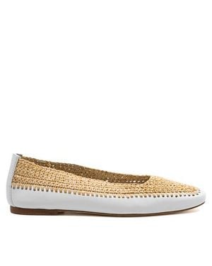 Andrea Gomez Dakota Raffia Leather Flat - Natural