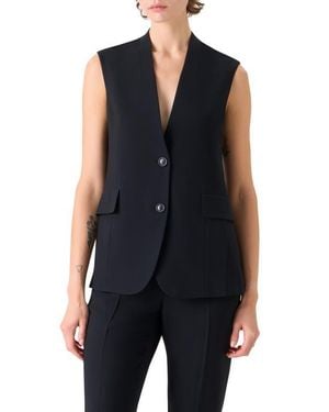 Akris Martina Tailored Wool Blend Vest - Blue