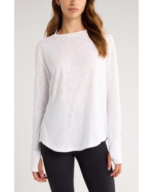 Zella Relaxed Washed 2.0 Long Sleeve Slub Tee - White
