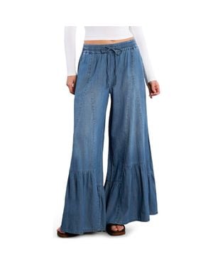 Billy T Drawstring Waist Tiered Pants - Blue