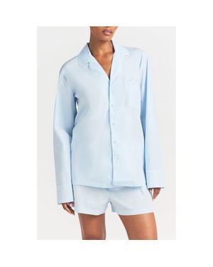 Skims Cotton Poplin Boxer Sleep Set - Blue