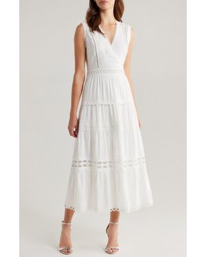 Adelyn Rae Roxy Lace Trim Maxi Dress - White
