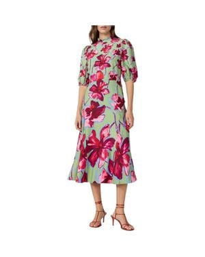 Diane von Furstenberg Nella Floral Mock Neck Midi Dress - Red