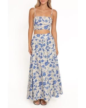 Petal & Pup Kristy Cotton Crop Top & Maxi Skirt Set - Blue