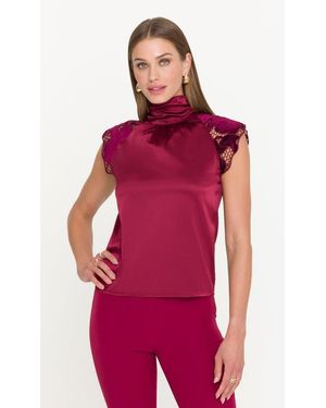 Generation Love Rachel Velvet Lace Halter Blouse - Red