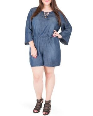 Standards & Practices Bell Sleeve Romper - Blue