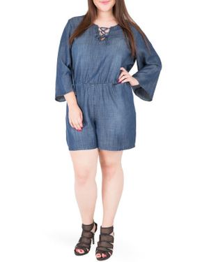 Standards & Practices Bell Sleeve Romper - Blue