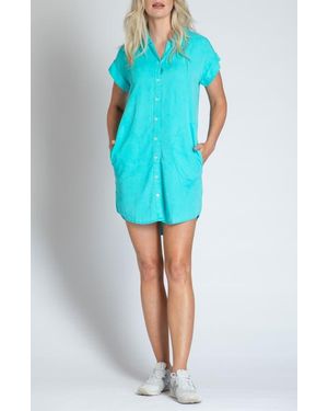 Apny Short Sleeve Shirtdress - Blue