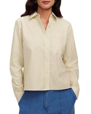 Foxcroft Jodie Stripe Cotton Button-Up Shirt - Natural