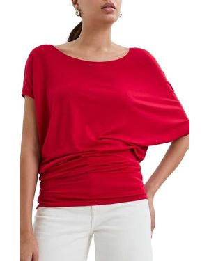 MARCELLA Elena Asymmetric Sleeve Batwing Top - Red