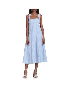 Avec Les Filles Stripe Sleeveless Midi Dress - Blue