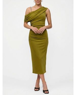 Rachel Roy Julez Asymmetrical Drape Midi Dress - Green