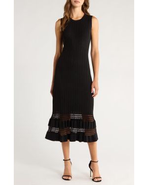 Ted Baker Pointelle Sleeveless Midi Dress - Black
