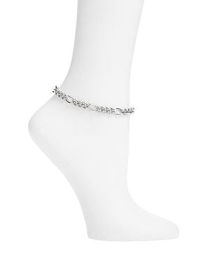 Open Edit Textured Curb Chain Anklet - White