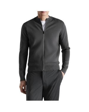 Mango Comfort Stretch Crewneck Zip Cardigan - Black