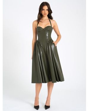 Miss Circle Eliana Vegan Leather Dress - Green