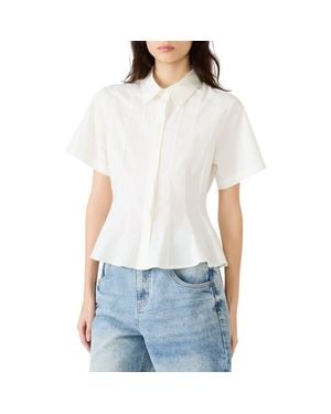 Steve Madden Porter Pleat Button-Up Shirt - White