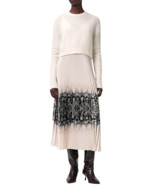 AllSaints Curtis Ophis Two-Piece Sweater & Pleated Midi Dress - Natural