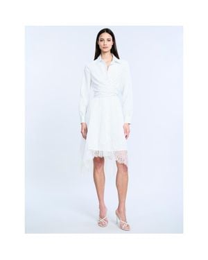 BCBGMAXAZRIA Striped Shirt Dress With Lace - White