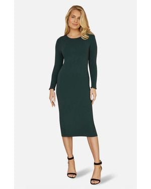 Yumi' Luminous Sparkle Knit Midi Sweater Dress - Green
