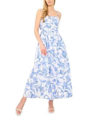 Halogen® Pleated Back Cutout Cotton Maxi Sundress - Blue